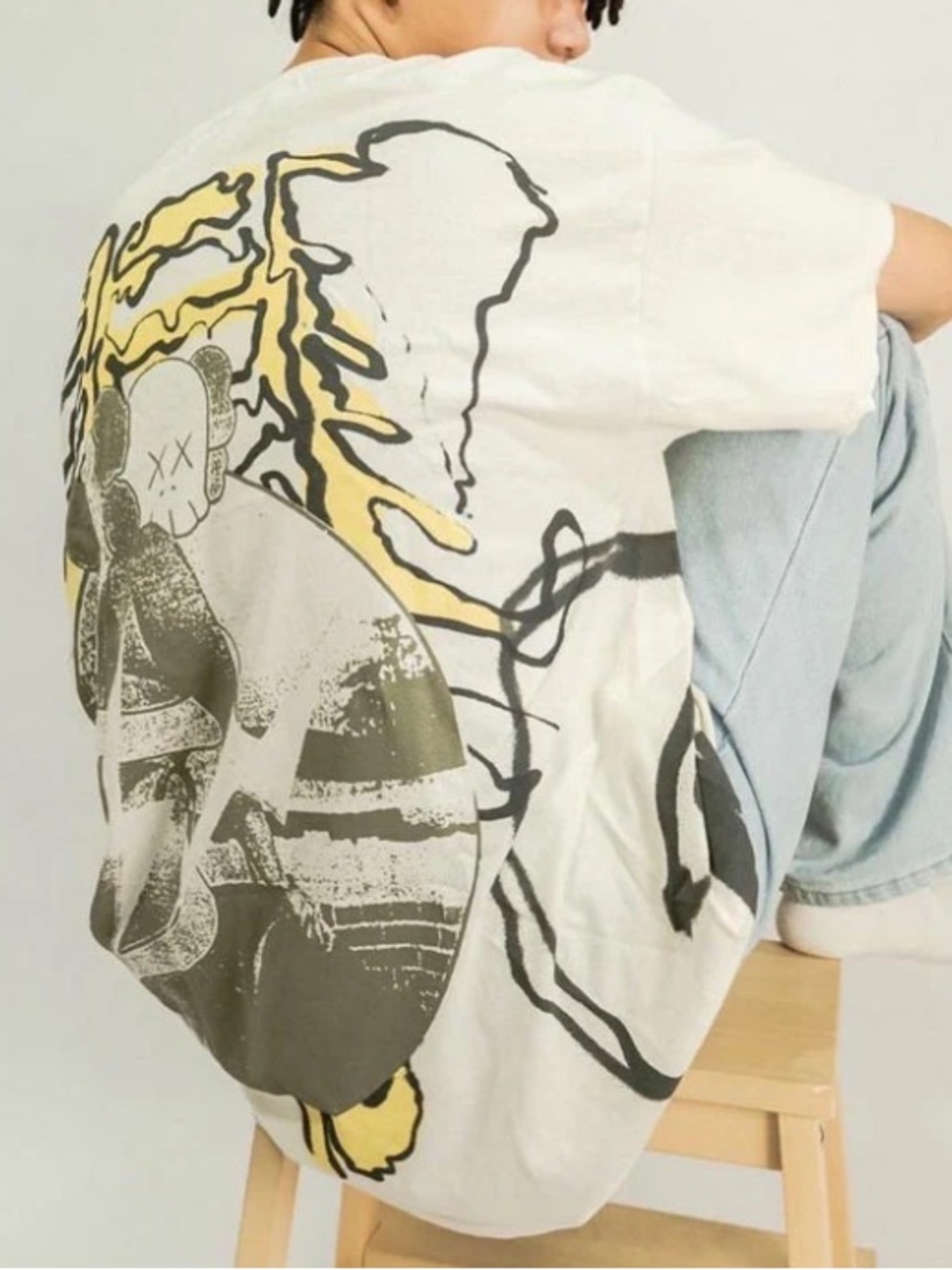 🆕 Travis Scott Cactus Jack KAWS T shirt Vintage Wash For Fragment Tee